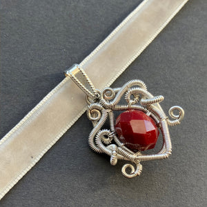 Winter Heart - silver and red choker