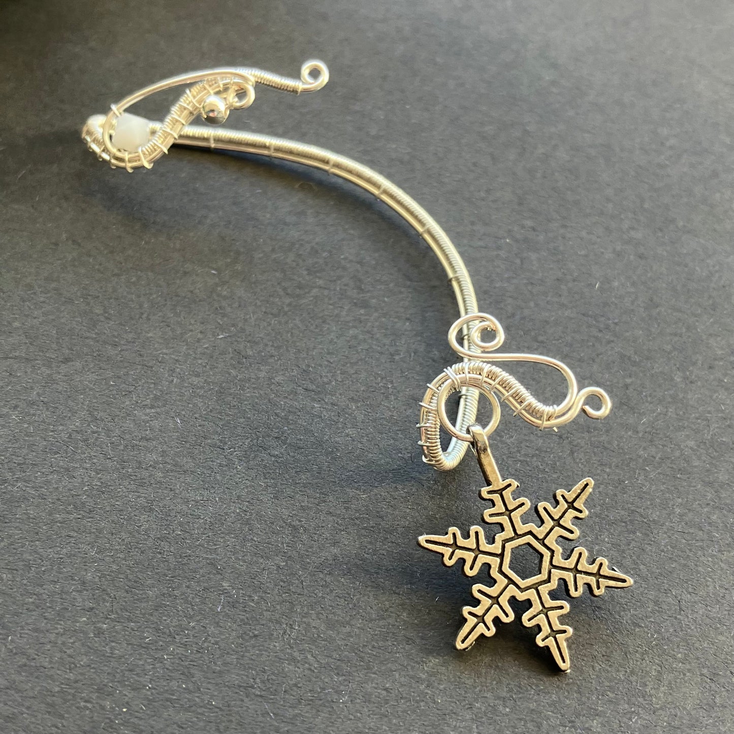 Winter Heart - silver plated snowflake ear wrap