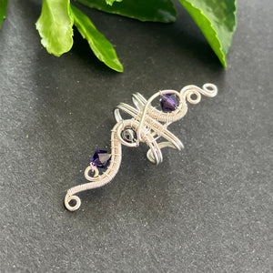 VADVIRÁG ezüstözött lila fülgyűrű