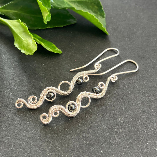 Silver plated hematit earrings