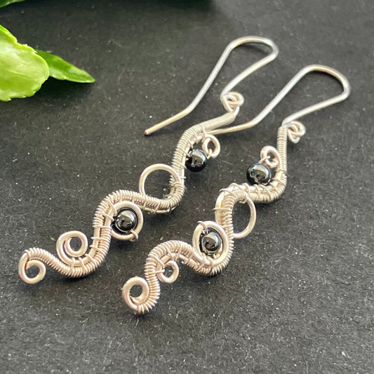 Silver plated hematit earrings