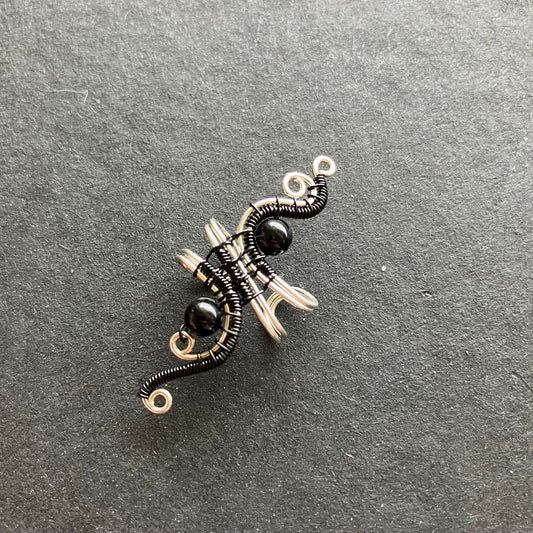 Silver plated black ear cuff