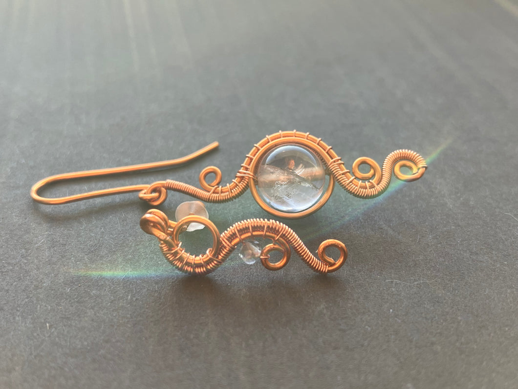 Asymmetrical copper earrings