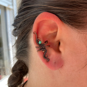 copper wire wrapped earcuff 