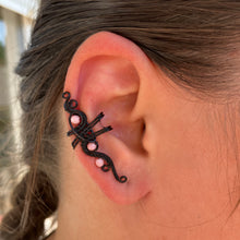 Load image into Gallery viewer, Black and pink big ear cuff
