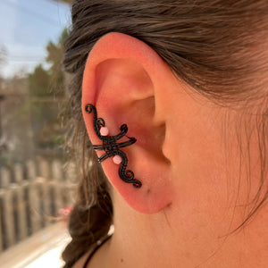 Black and pink small ear cuff