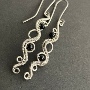 sterling silver earrings with onyx beads