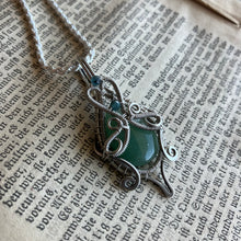 Load image into Gallery viewer, FREEDOM 925 sterling silver necklace with aventurine and green tourmaline pendant
