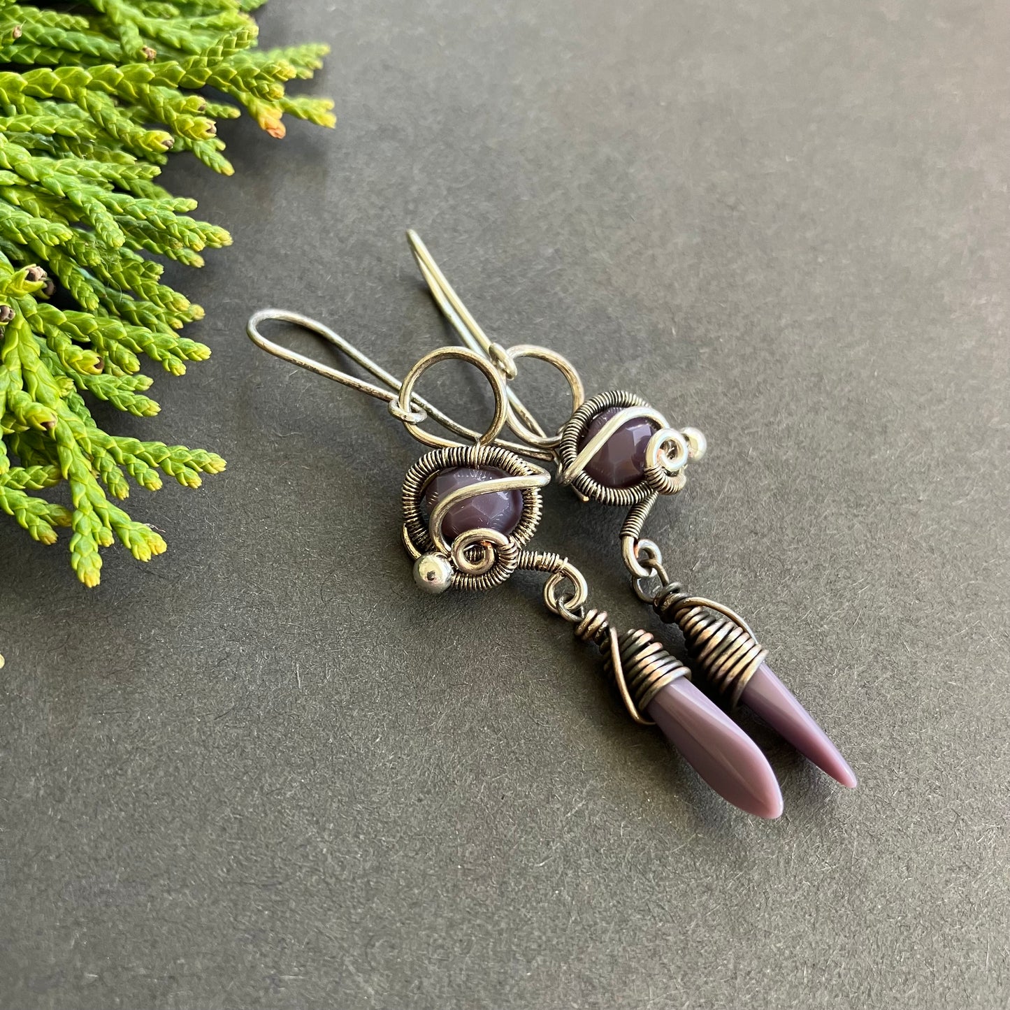 Silver plated lilac earrings