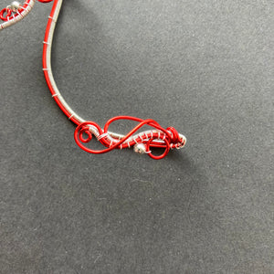 Winter Heart - red and silver earwrap