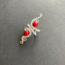 Load image into Gallery viewer, Winter Heart - silver plated matte red ear cuff
