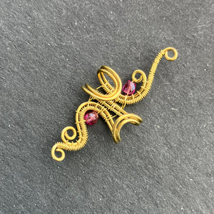 REINA brass earcuff with pink beads