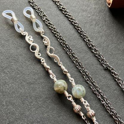 Labradorite silver plated eyeglasses chain