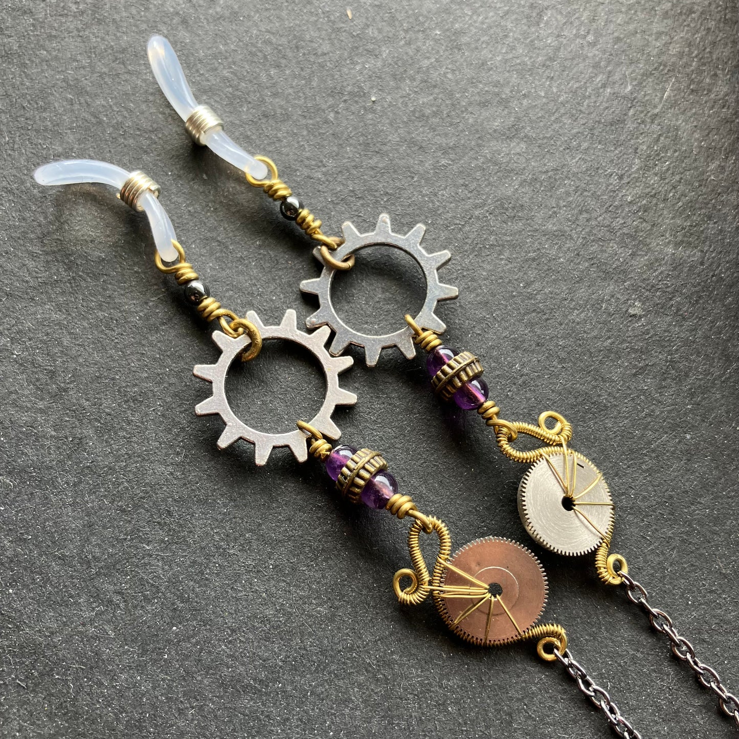 Steampunk gear glasses chain