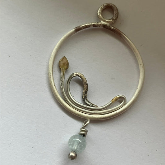 Sterling silver floral aquamarine necklace