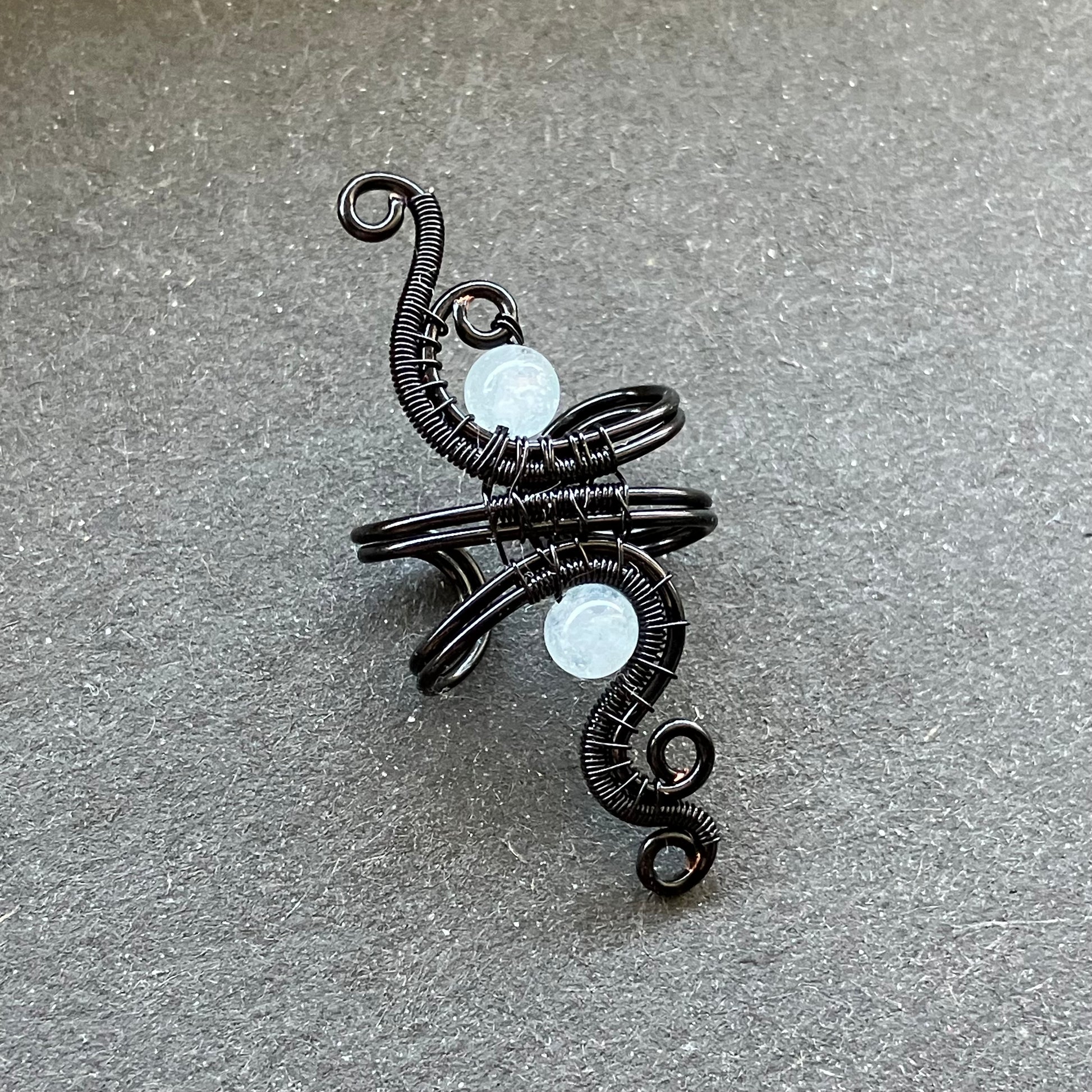 black and aquamarine ear cuff