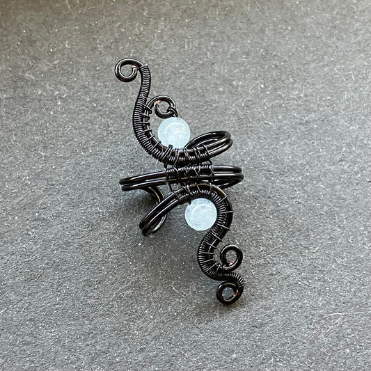 black and aquamarine ear cuff
