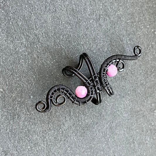 black and ruby ear cuff