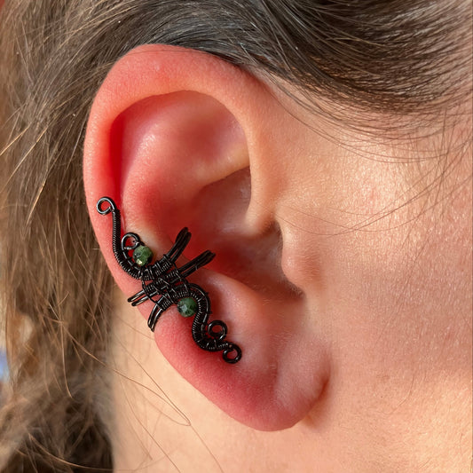 black and zoizite ear cuff