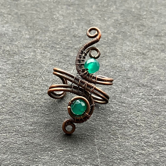 copper green onyx ear cuff
