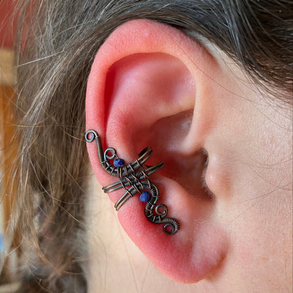copper sodalite ear cuff