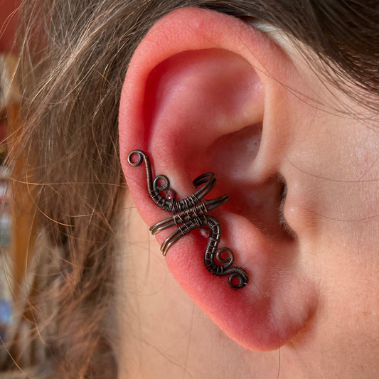 copper garnet ear cuff