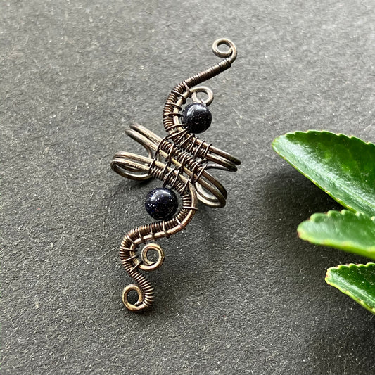 gothic ear cuff with blue goldstone