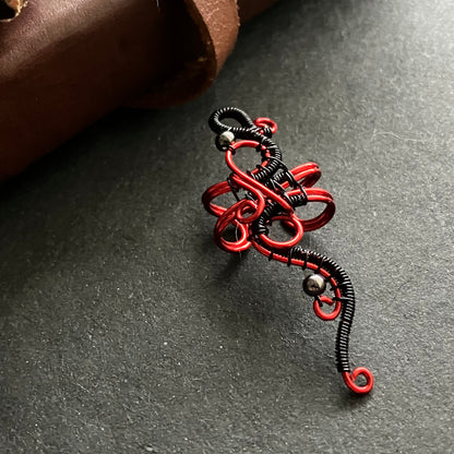 gothic red and black ear cuff