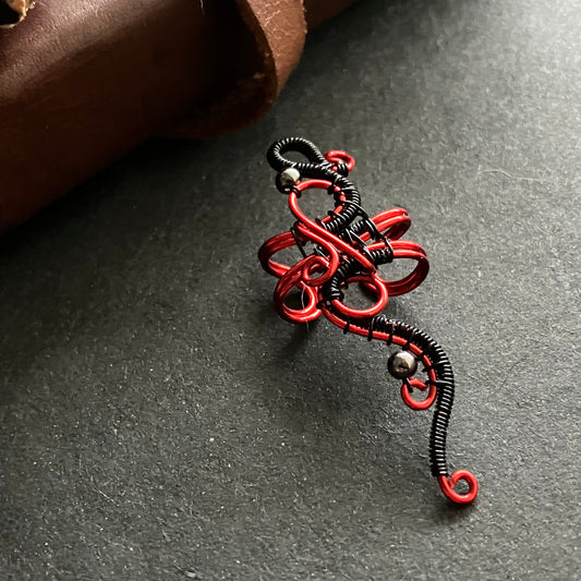 gothic red and black ear cuff