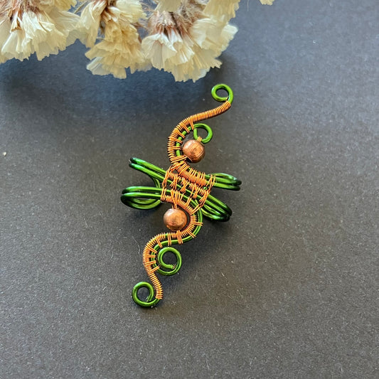 green and copper no piercing ear cuff