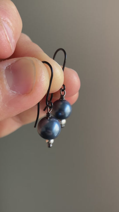 NEW black blue small earrings