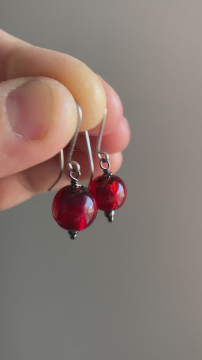 NEW stainless steel red earrings