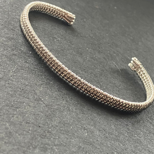 silver plated wire wrapped cuff bracelet