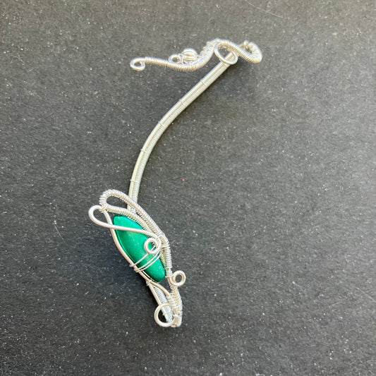 silverplated green ear wrap no piercing
