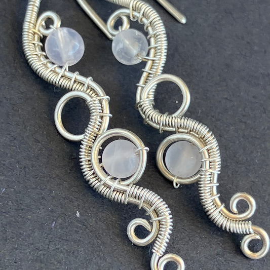 sterling silver rose quartz earrings