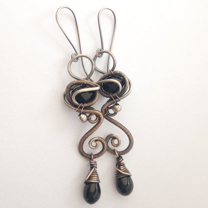 PHOENIX silver black earrings