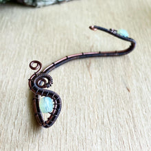 Load image into Gallery viewer, copper wire wrapped ear wrap with mint green beads
