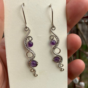 sterling silver wire wrapped earrings with amethyst