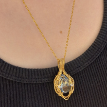 Load image into Gallery viewer, brass wire wrapped necklace with clear glass stone

