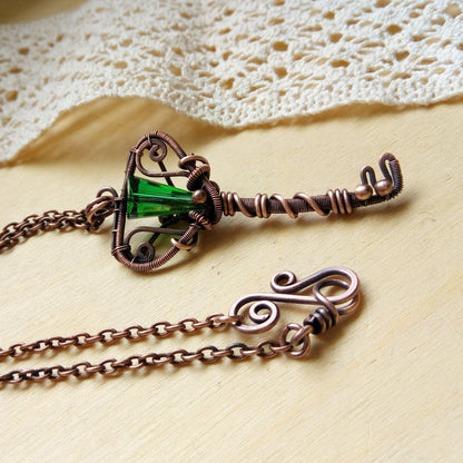 FREEDOM copper green key pendant