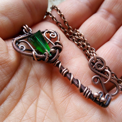 FREEDOM copper green key pendant