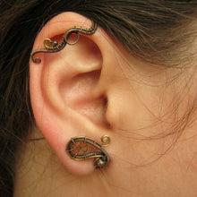 Load image into Gallery viewer, steampunk ear wrap made from copper and brass wire
